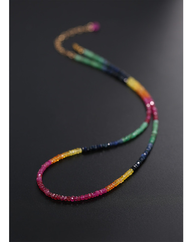 one set  Ruby/Sapphire/Emerlad roundel faceted 3-4mm necklace +bracelet 40cm 16cm  wholesale beads FPPJ ► Photo 1/6