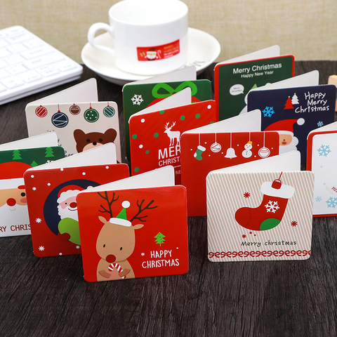 24/48pcs/lot Creative Mini Merry Christmas Set Greeting Cards DIY With Envelope Santa Claus New Year Postcard Gifts Card For Kid ► Photo 1/6
