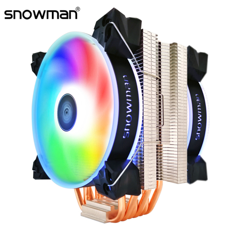 SNOWMAN 6 Heat Pipes CPU Cooler RGB 120mm PWM 4Pin for Intel LGA1200 775 1150 1151 1155 2011 AMD AM3 AM4 CPU CoolingFan PC quiet ► Photo 1/6