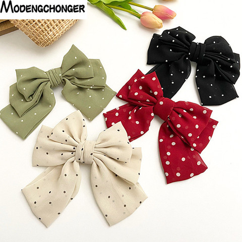 New Fashion Small Dot Floral Barrettes Bow For Women Grils Wild Sweet Three-layer Oversized  Chiffon Hairpin Hair Accessories ► Photo 1/6