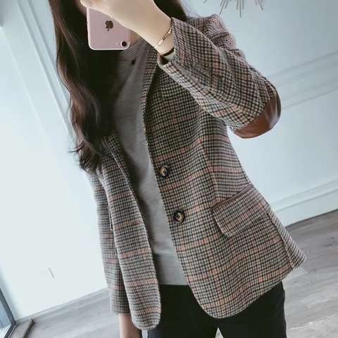 2022 New Fashion Business Interview Plaid Suits Women Work Office Ladies Long Sleeve Vintage Blazer ► Photo 1/5