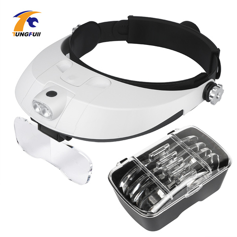 Headband Magnifier Multi-functional Illuminated Magnifier Magnifying Glass 1X 1.5X 2X 2.5X 3.5X Head Loupe Magnifier Repair Tool ► Photo 1/6