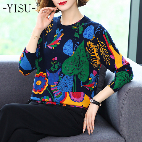 YISU Autumn Winter Pullover Sweater Women High Quality Loose Knitted Sweaters Jumpers Female Soft Cartoon print sweater Women ► Photo 1/6