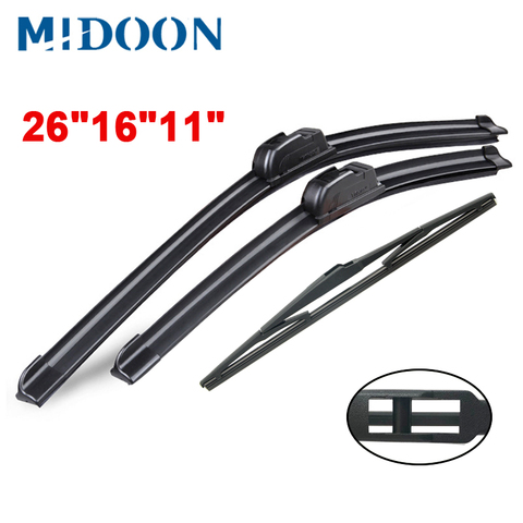 MIDOONWiper Front & Rear Wiper Blades Set For Kia Rio UB Hatchback 2011 - 2017 Windshield Windscreen 26