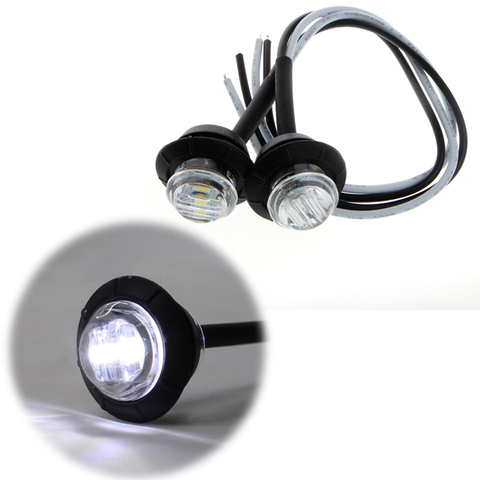 1 Pair New Signal Lamp Mini DC 12V White 3 LED Marker Trailer Truck Side Bullet Light Waterproof Car Light Source ► Photo 1/6