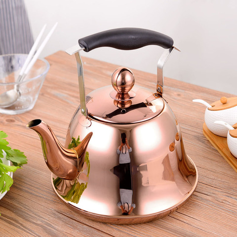 1L/1.5L/2L High Grade Golden Water Kettle 304 Stainless Steel Teapot Induction Cooker Use Tea Kettle Tea Pot ► Photo 1/6