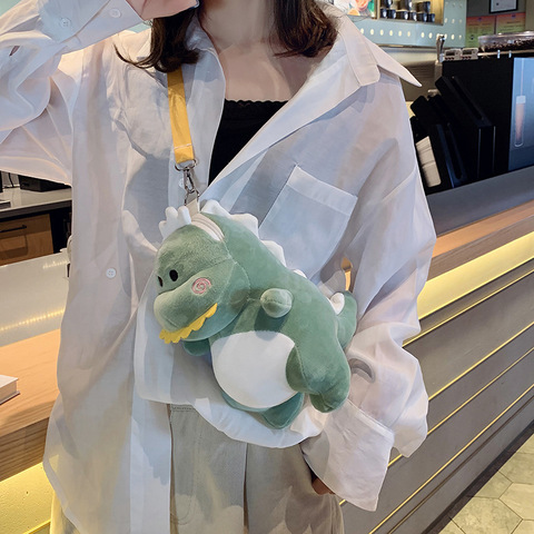 Plush Bag Women's New Japanese and Korean Cartoon Cute Girl's Small Bag Cute Dinosaur Toy Backpack Messenger Bag ► Photo 1/5