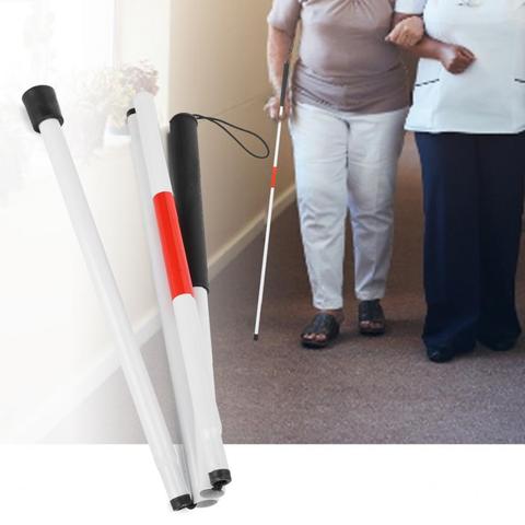 Walking Stick Portable Folding Blind Walking Stick Aluminum Alloy Reflective Blind Elderly Guide Cane Multi-Purpose Crutch a ► Photo 1/6