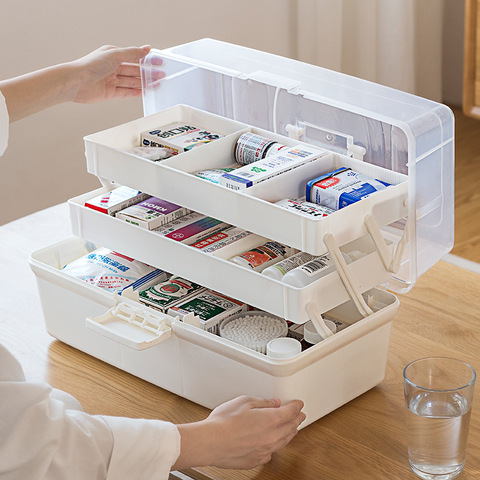 Plastic Storage Box Medical Box Organizer Portable Empty First Aid Box Clear Family Emergency Kit Box Medication Storage Box ► Photo 1/5