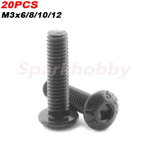 20PCS YFS Grade12.9 M3x6/8/10/12 Half Round Head Nickel plated Black Hex Socket Screw high quality for RC Drone part accessories ► Photo 1/6