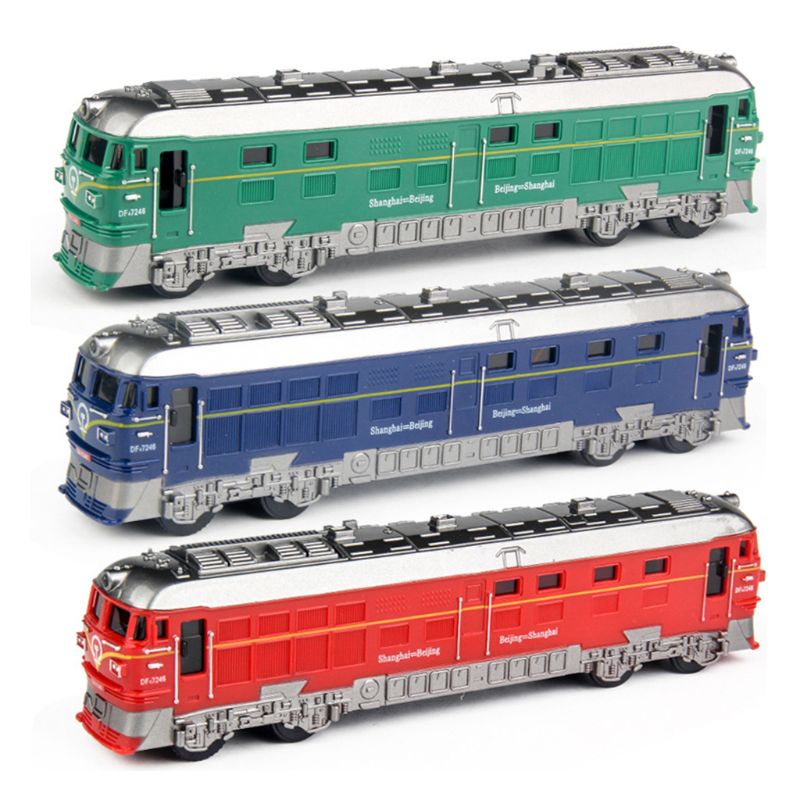 1:87 Train Model Alloy Pull Back Double Train With Passenger Compartment Wagon 