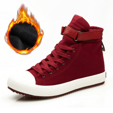 New 2022 Winter Shoes Men Winter Boots High top Sneakers Warm Fur Shoes Canvas Casual Men Ankle Boots Black White Footwear A1628 ► Photo 1/6