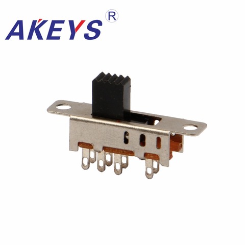 10PCS SS-23E04 2P3T Double pole three throw 3 position slide switch 8 solder lug pin DIP type without fixed pin ► Photo 1/3