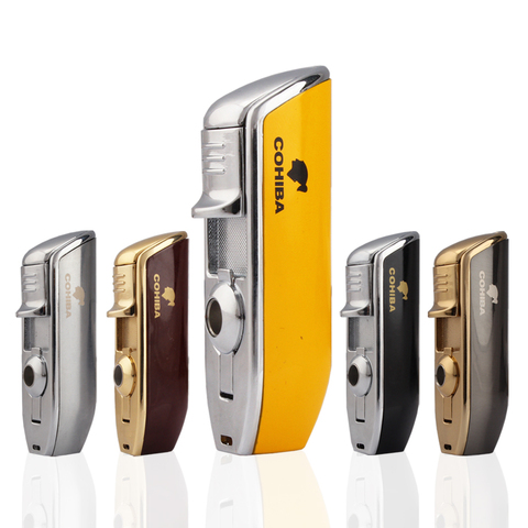 COHIBA 3 Torch Cigar Lighter Metal Snake Mouth Shape Windproof Jet Flame Cigarette Lighters With Cigar Punch Smoking Tool ► Photo 1/6