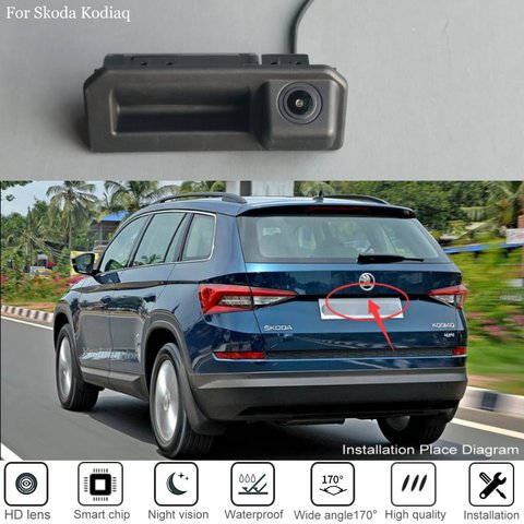 Car Rear View Camera For Skoda Kodiaq Karoq Kamiq Rapid Superb Fabia 3 2017 2022 HD CCD Back Up Parking Camera Trunk Handle ► Photo 1/6