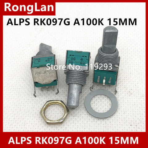 [BELLA]New Imported Japanese ALPS RK097 Double Precision Volume Potentiometer A100K 15 Axle--10PCS/LOT ► Photo 1/2