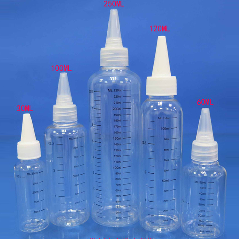 5pcs 30ml/60ml/100ml/120ml/250ml/500ml Plastic PET E Liquid juice Dropper Bottles Pointed Top Cap Tattoo Pigment Ink Containers ► Photo 1/6