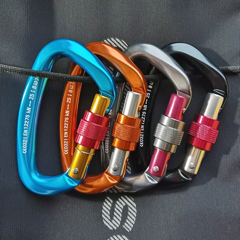 25KN Professional Climbing Carabiner D Shape Aviation Aluminum Safety Lock Outdoor Climbing Ascend Mountaineering Equipment ► Photo 1/6