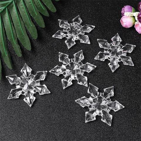 12pcs Christmas Snowflake Clear Crystal Acrylic Rhinestone Freeze Xmas Tree Pendant Diy Decorative Craft Scrapbooking Decor #W3 ► Photo 1/4