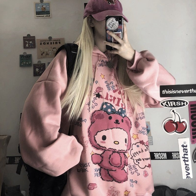 Kawaii Anime Winter Women's Hoodie Cute Cartoon Long Sleeve Hoodie Oversized Sweatshirt Harajuku Fashion Pullover 2022 ► Photo 1/6