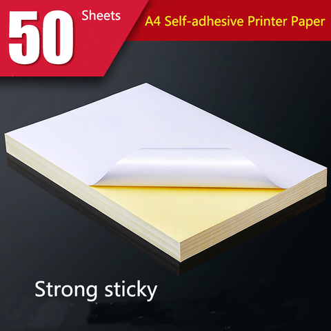 New 50 Sheets A4 White Self Adhesive Sticker Label Matte Surface Paper Sheet for Laser Inkjet Printer Copier Craft Paper ► Photo 1/6