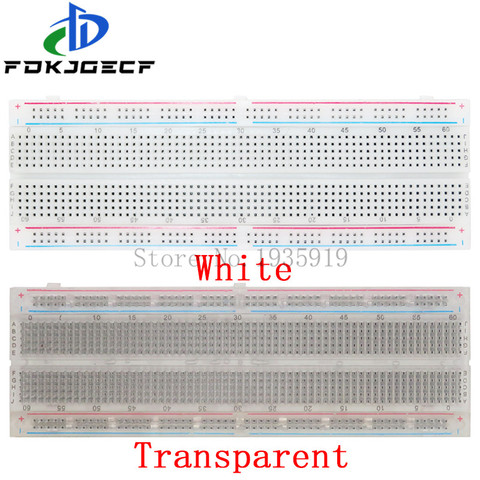 MB-102 White/Transparent Breadboard 830 Point Solderless PCB Bread Board MB102 Test Develop DIY Electronic experimental ► Photo 1/3