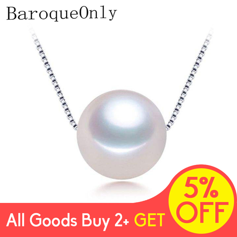 925 sterling silver chain natural pearl roundness edison pearl pendant chain adjustable choker gift for girl 8-9mm PDC ► Photo 1/6