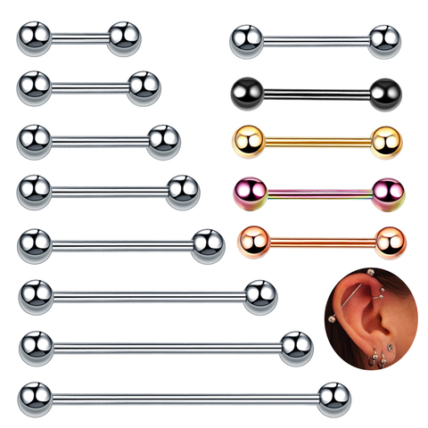 1PC G23 Titanium Long Industrial Barbell Rings 14G Tongue Nipple Bar Piercings Ear Tragus Helix Ear Piercings Body Women Jewelry ► Photo 1/6