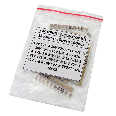 15Values SMD Tantalum capacitor assortment kit 1uf-220uf A/B Case Tantalum capacitor set 1UF 2.2UF 4.7UF 10UF 47UF capacitors ► Photo 1/1