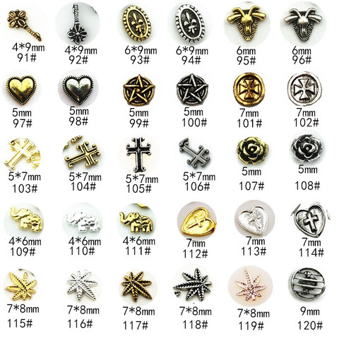 50pcs/Pack Vintage Series 4 Alloy Nail Art Charms Decals Key Rose Flower Elephant Maple Leaf DIY Metal Accessories Sticker Tools ► Photo 1/6