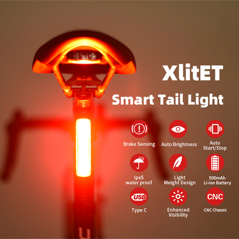 2022 XlitET Auto Start Stop Brake Sensing Flashlight For Bicycle Rear Light LED USB Charging Cycling Enfitnix XlIte100 Taillight ► Photo 1/6