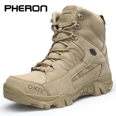 Men Tactical Boots Army Boots Mens Military Desert Waterproof Work Safety Shoes Climbing Hiking Shoes Ankle Men Outdoor Boots ► Photo 1/6
