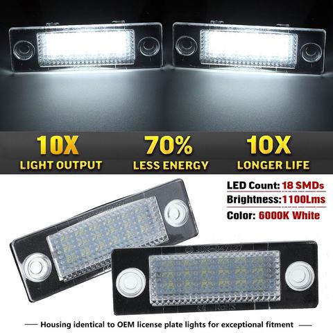 2pcs LED Number License Plate Light Lamp 3B5998026 for VW/Passat B5.5 B6 Caddy MK3 Golf Transporter T5 T6 Touran/Jetta Syncro ► Photo 1/6