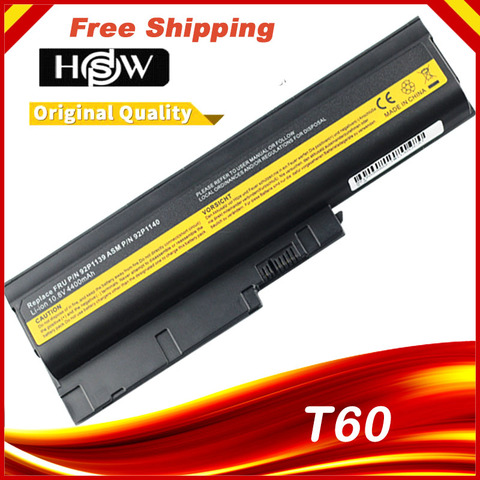 5200mAh Battery for IBM Lenovo ThinkPad R60 R60e R61 R61e R61i T60 T60p T61 T61p R500 T500 W500 SL400 SL500 SL300 ► Photo 1/5