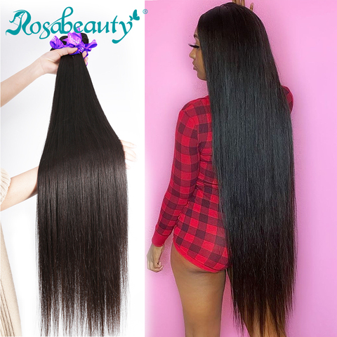 Buy Online Rosabeauty 28 30 32 40 Inch Natural Color Brazilian Hair Weave 1 3 4 Bundles Straight 100 Remy Human Hair Extensions Weft Deals Alitools
