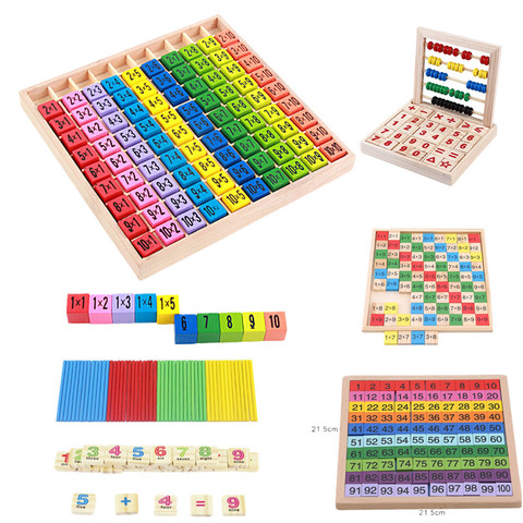 Baby Wooden Toys 99 Multiplication Table Math Toy 10*10 Figure Blocks Baby Learn Educational Montessori Gifts Kids Toys ► Photo 1/6