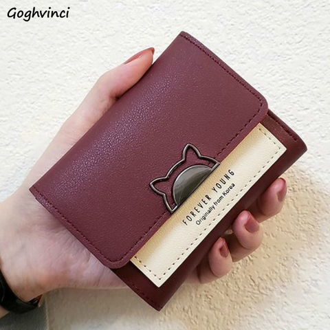Wallets Women Card Holder Cute Panelled Short PU Leather Clutch Wallet Chic Ins Mini Purse Ladies Cat Korean Style Bag Fashion ► Photo 1/6