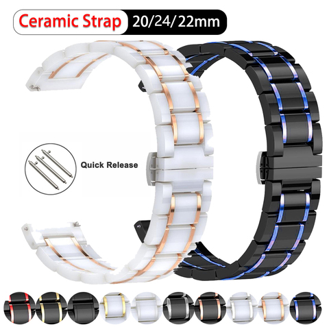 20mm 22mm 24mm Ceramic band For Samsung galaxy 3 active 46mm 42 Watch For Amazfit Pace/Stratos 2 /Bip Smart ceramic Luxury strap ► Photo 1/6
