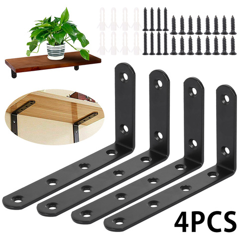 90 degree L shape Iron material silver black color wood shelf bracket Heavy Duty wall shelf support ► Photo 1/6