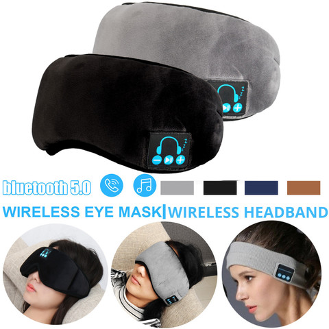 Wireless bluetooth 5.0 Earphones Sleeping Eye Mask Music player / Sports headband Travel Headset Speakers Built-in Speakers Mic ► Photo 1/6