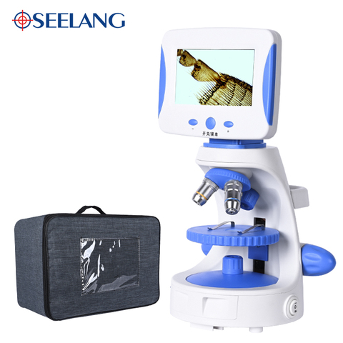 Zoom 2000X HD 4.3‘’ TV Microscope Biological Laboratory Lad electronic Digital LED student education + Luxury handbag + caliper ► Photo 1/6