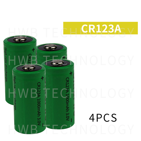 4pc 16340 1000mah 3v cr123a 16340 rechargeable battery 3.0v rcr123a 16340 batteries lithium ► Photo 1/4