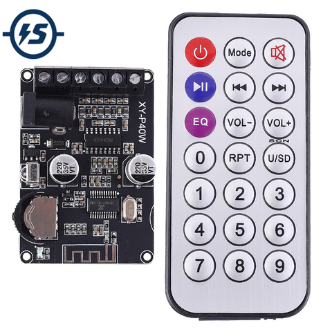 Stereo Bluetooth Power Amplifier Board 5V 12V 24V 20W 30W 40W Bluetooth Receiver Module Infrared Remote Control with Case ► Photo 1/6