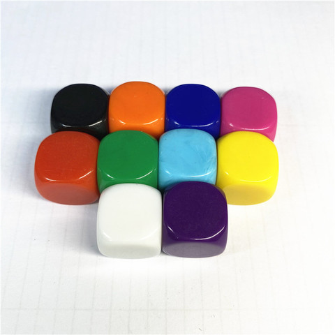 50Pcs 10 Colors Acrylic 16mm Multicolor Blank Dice Rounded Corner Teaching Props Game Board Games Accessories Mathematical Tools ► Photo 1/6