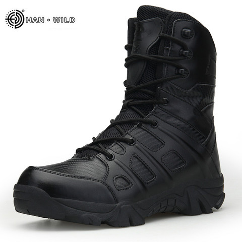Men Tactical Military Boots Winter Leather Waterproof Desert Combat Army Work Shoes Mens Ankle Boot Man Plus Size ► Photo 1/6