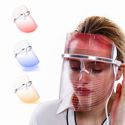 3 Colors LED Facial Mask Blue Red Light Therapy Anti Aging Skin Rejuvenation Acne Reduce Korea Skin Care Device USB Rechargeable ► Photo 1/6