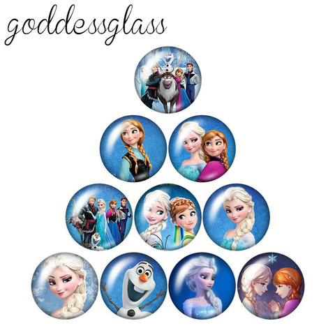 Disney Princess Elsa Anna Olaf Girls 10pcs 12mm/18mm/20mm/25mm Round photo glass cabochon flat back Necklace Making findings ► Photo 1/6