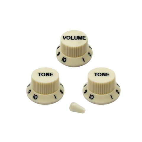 NEW Set of Plastic Beige 2T1V Electric Guitar Knobs Volume Tone Control Buttons + Switch Tip for Strat Guitar Accessories ► Photo 1/5