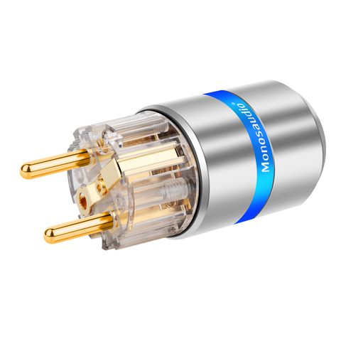 Monosaudio E107G/F107G 99.998% Pure Copper Gold Plated Schuko EU Version Power Plug Connector IEC Female Plug Mains Power Cord ► Photo 1/6
