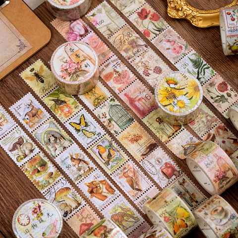 Fantastic Forest Series Vintage Stamp Washi Tape Diy Diary Label Decorative  Scrapbook Notepad Stationery Sticker Masking Tape - Price history & Review, AliExpress Seller - Gimue Stationery Store